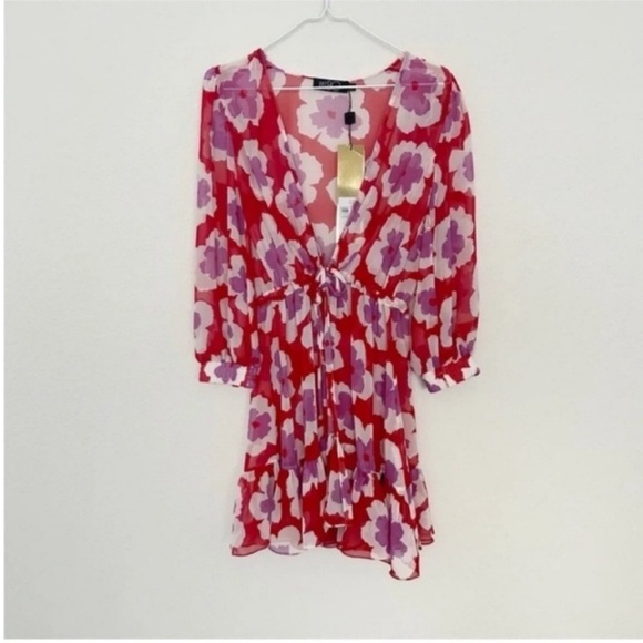 NWT Patbo Windflower Floral Mini Robe Dress - Picture 3 of 8